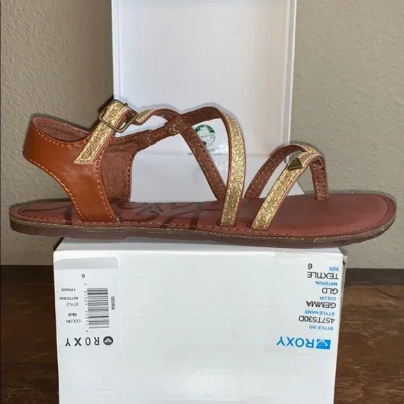 Roxy Gemma Gold Glitter Gladiator Sandals Size 6 - Picture 5 of 14